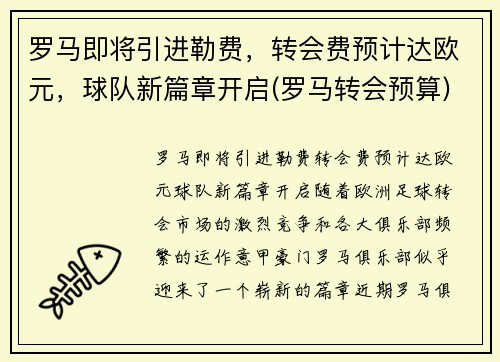 罗马即将引进勒费，转会费预计达欧元，球队新篇章开启(罗马转会预算)